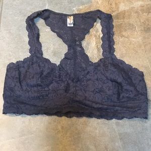 Charcoal gray racerback lace bralette size M.